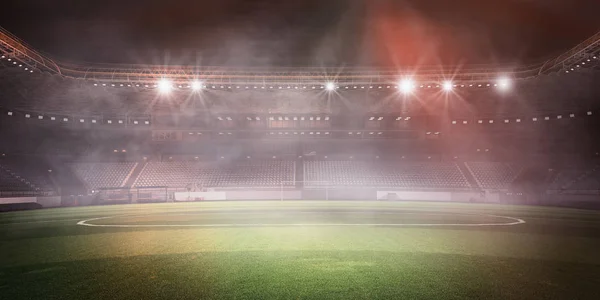 Campo de fútbol brumoso. Medios mixtos — Foto de Stock