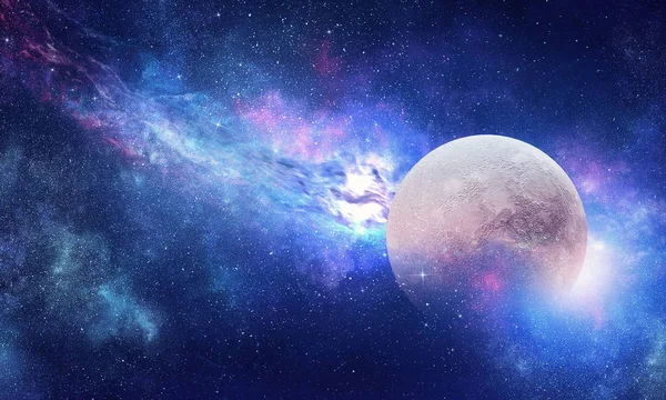 Volle maan in nacht sterrenhemel — Stockfoto