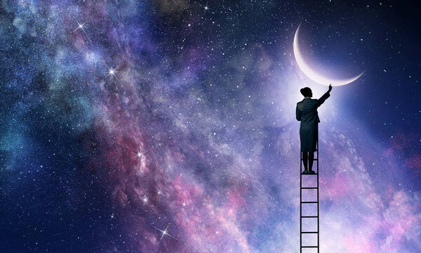 Woman that get moon . Mixed media