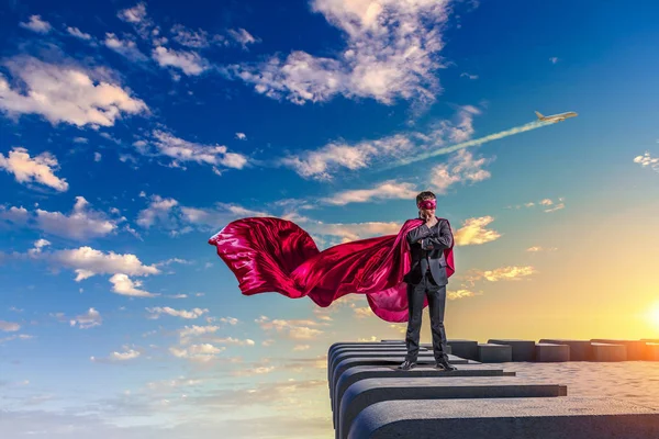 Strong and powerful as super hero . Mixed media — Stock Photo, Image