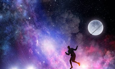 Kadın alıcı ay. Karışık teknik