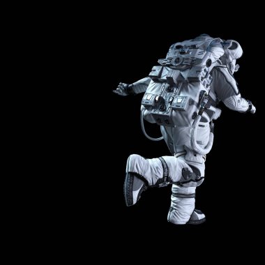 Astronot karanlığın içinde. Karışık teknik