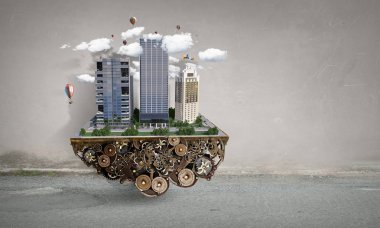 Mini şehir tasarım. Karışık teknik