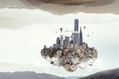 Mini şehir tasarım. Karışık teknik