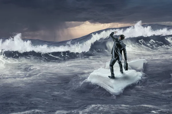 Surfing morze na krze lodowej. Techniki mieszane — Zdjęcie stockowe