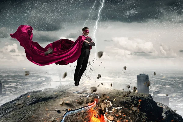 Super man i himlen — Stockfoto