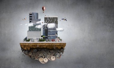 Mini şehir tasarım. Karışık teknik