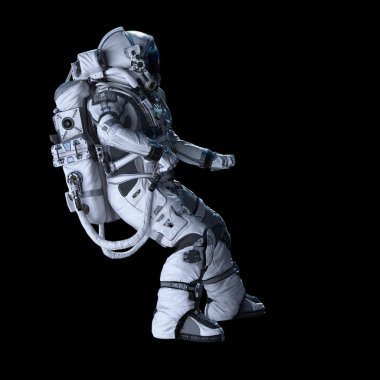 Astronot karanlığın içinde. Karışık teknik