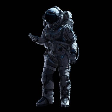 Astronot karanlığın içinde. Karışık teknik