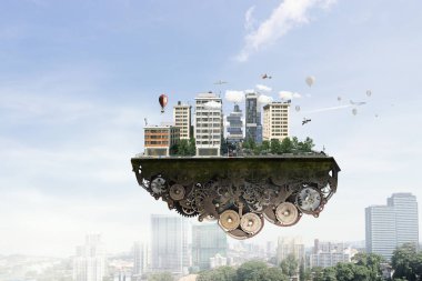 Mini şehir tasarım. Karışık teknik