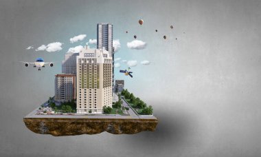 Mini şehir tasarım. Karışık teknik