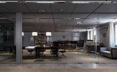 Zarif ofis iç. Karışık teknik