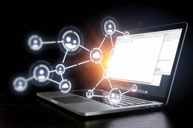 Sosyal bağlantı ve ağ. Karışık teknik