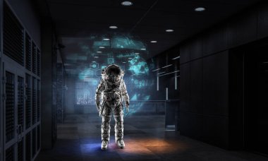 Spaceman görev için hazır. Karışık teknik