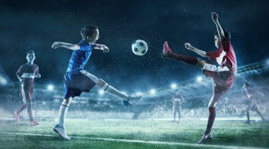 Çocuk futbol oynamak. Karışık teknik