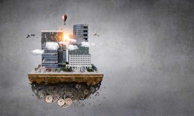 Mini şehir tasarım. Karışık teknik