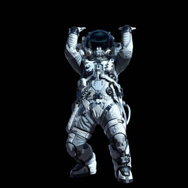 Astronot karanlığın içinde. Karışık teknik