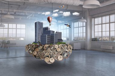 Mini şehir tasarım. Karışık teknik