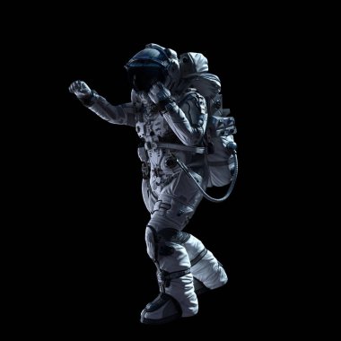 Astronot karanlığın içinde. Karışık teknik