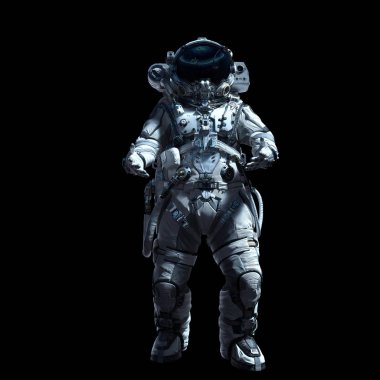 Astronot karanlığın içinde. Karışık teknik