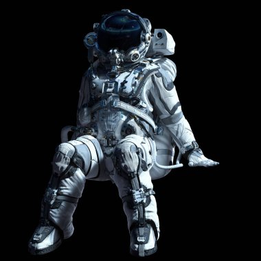 Astronot karanlığın içinde. Karışık teknik