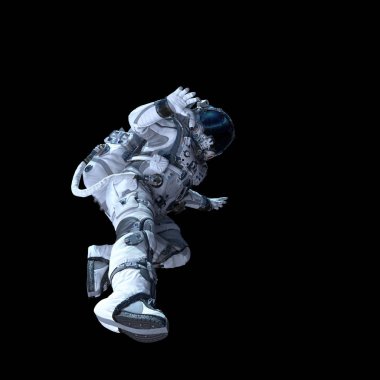 Astronot karanlığın içinde. Karışık teknik