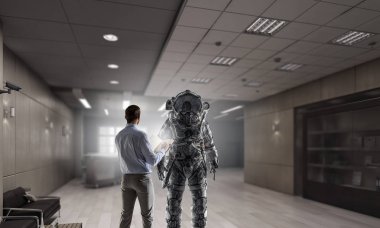 Uzay giysisi tasarım. Karışık teknik