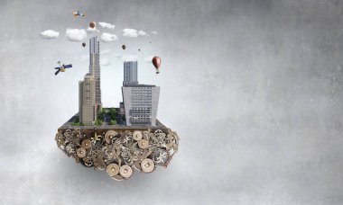 Mini şehir tasarım. Karışık teknik