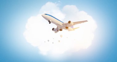 Uçak gökyüzünde. Karışık teknik