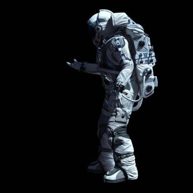 Astronot karanlığın içinde. Karışık teknik