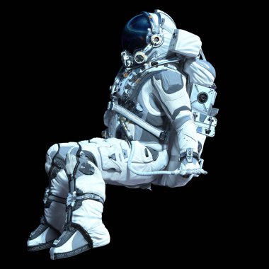 Astronot karanlığın içinde. Karışık teknik