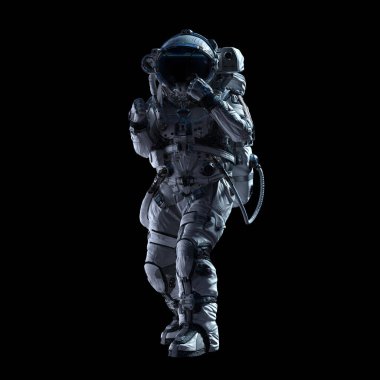 Astronot karanlığın içinde. Karışık teknik