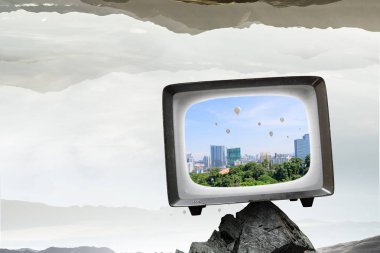 Retro Tv İzleyicisi. Karışık teknik