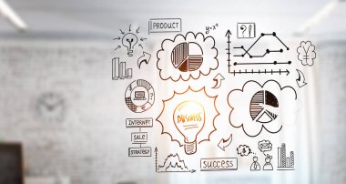 İş beyin fırtınası kavramı. Karışık teknik