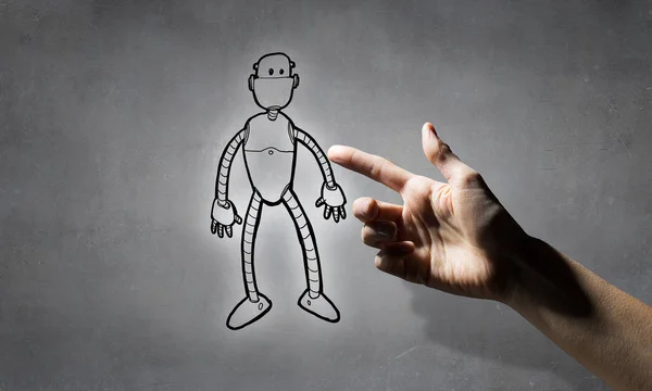 Funny sketched robot — Stock Photo, Image