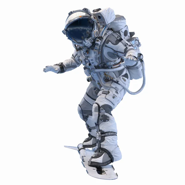 Spaceman vliegen met bestuur. Mixed media — Stockfoto