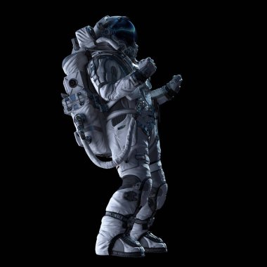Astronot karanlığın içinde. Karışık teknik