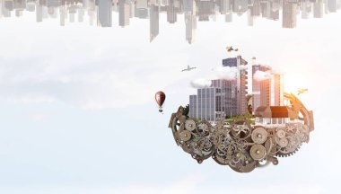 Mini şehir tasarım. Karışık teknik