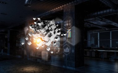 Modern ofiste küp. Karışık teknik