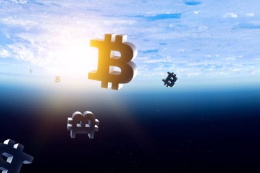 Kripto para birimi alanı. 3d render