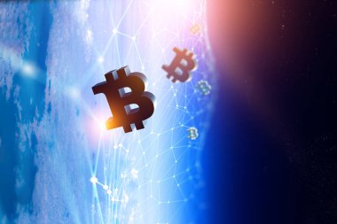 Kripto para birimi alanı. 3d render