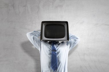 Başlı iş adamı izlemek. Karışık teknik