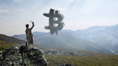 Kripto para birimi işareti. Karışık ortam