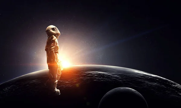 Űrhajós és a küldetése. Vegyes média — Stock Fotó