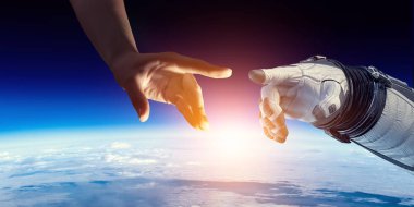 Derin uzay keşfi kavramı. Karışık ortam