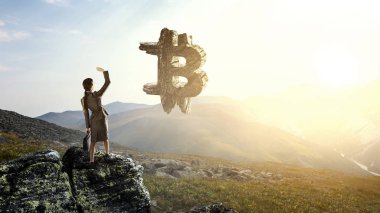 Kripto para birimi işareti. Karışık ortam