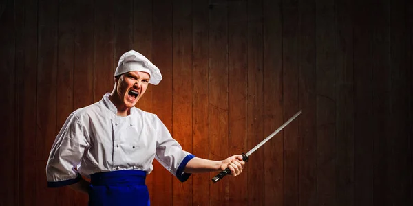 Er ist verrückt nach Kochen. Gemischte Medien — Stockfoto