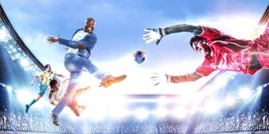 Futbol adamı topla iş başında. Karışık ortam