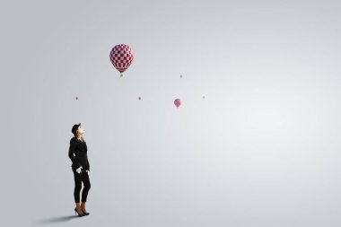 Genç kadın MIME. Karışık teknik