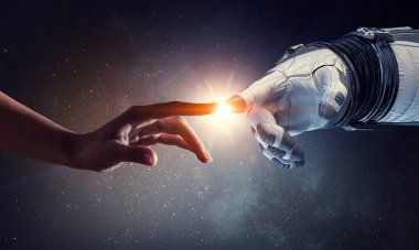 Derin uzay keşfi kavramı. Karışık ortam